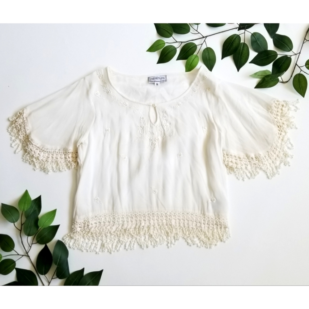 Raindrops fringe beaded top